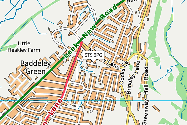 ST9 9PG map - OS VectorMap District (Ordnance Survey)