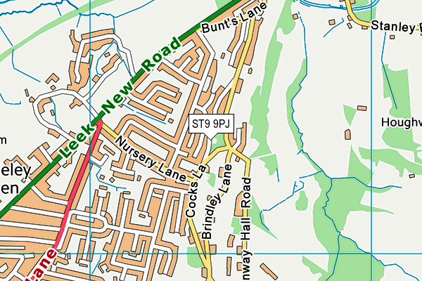 ST9 9PJ map - OS VectorMap District (Ordnance Survey)