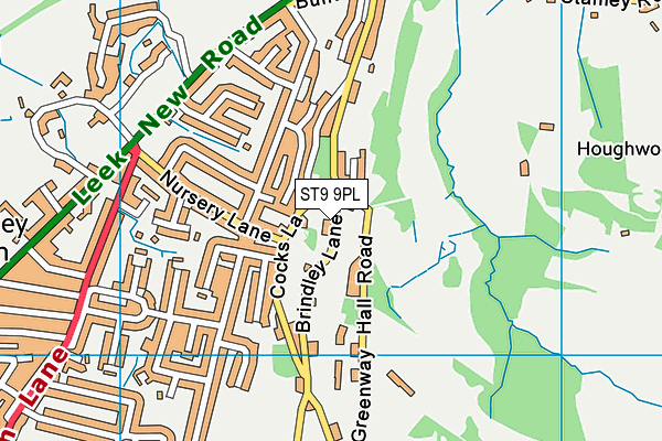 ST9 9PL map - OS VectorMap District (Ordnance Survey)