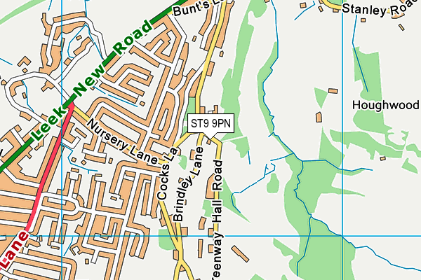 ST9 9PN map - OS VectorMap District (Ordnance Survey)