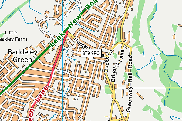 ST9 9PQ map - OS VectorMap District (Ordnance Survey)