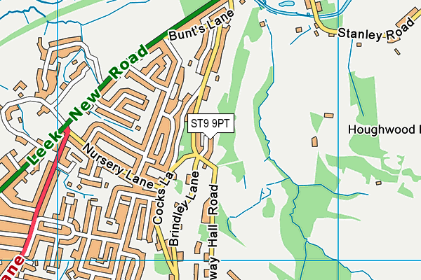 ST9 9PT map - OS VectorMap District (Ordnance Survey)