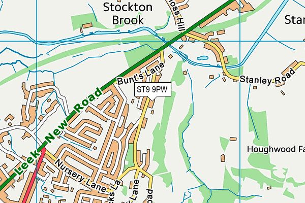 ST9 9PW map - OS VectorMap District (Ordnance Survey)