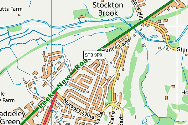 ST9 9PX map - OS VectorMap District (Ordnance Survey)