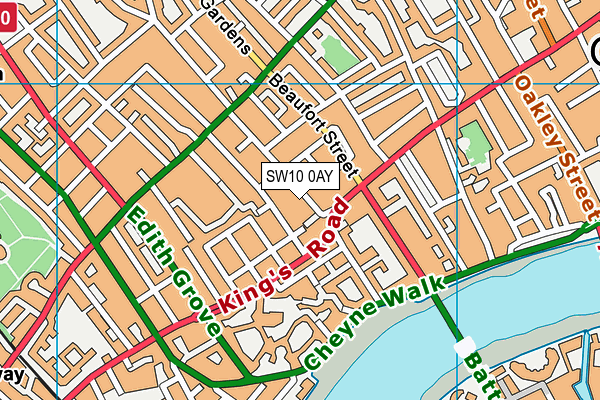 SW10 0AY map - OS VectorMap District (Ordnance Survey)