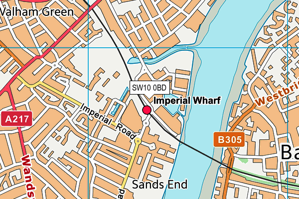 SW10 0BD map - OS VectorMap District (Ordnance Survey)