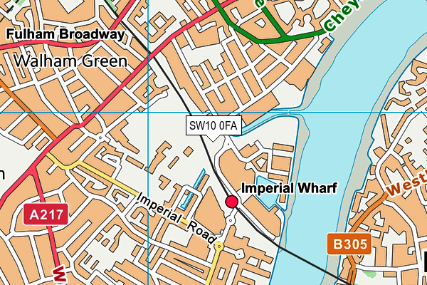 SW10 0FA map - OS VectorMap District (Ordnance Survey)