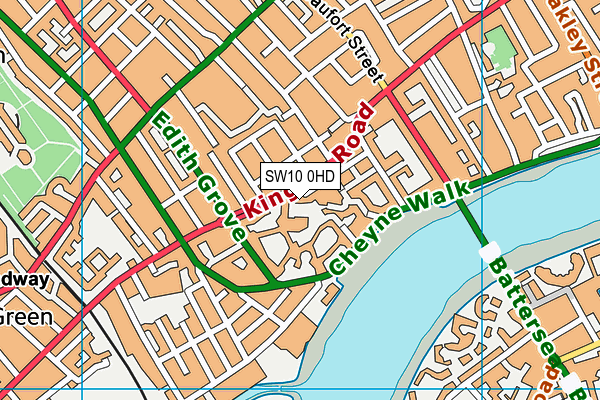 SW10 0HD map - OS VectorMap District (Ordnance Survey)