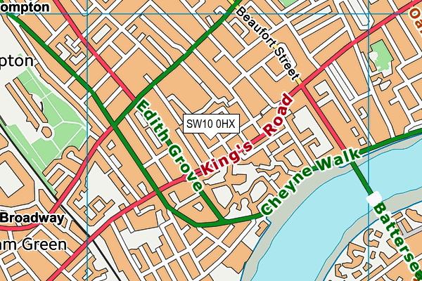 SW10 0HX map - OS VectorMap District (Ordnance Survey)