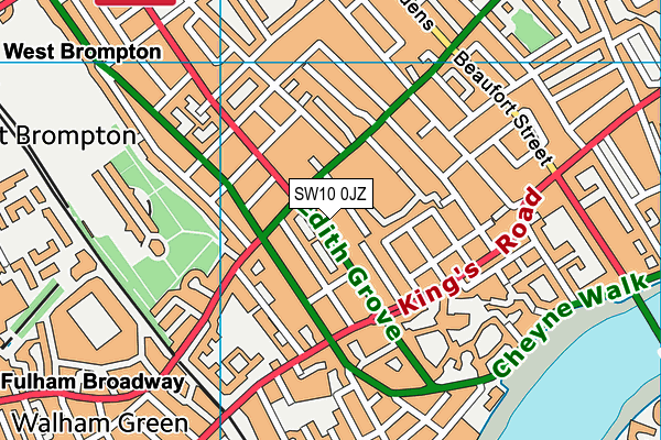 SW10 0JZ map - OS VectorMap District (Ordnance Survey)