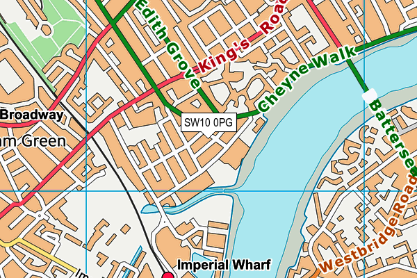 SW10 0PG map - OS VectorMap District (Ordnance Survey)