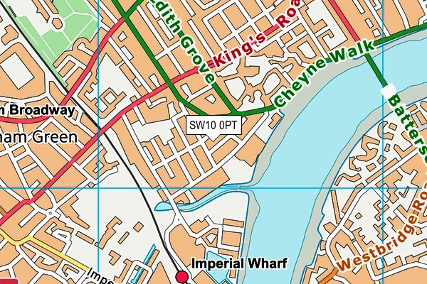 SW10 0PT map - OS VectorMap District (Ordnance Survey)