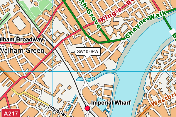 SW10 0PW map - OS VectorMap District (Ordnance Survey)