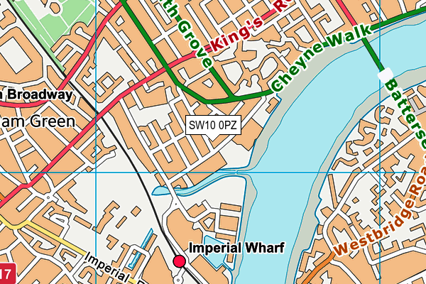 SW10 0PZ map - OS VectorMap District (Ordnance Survey)