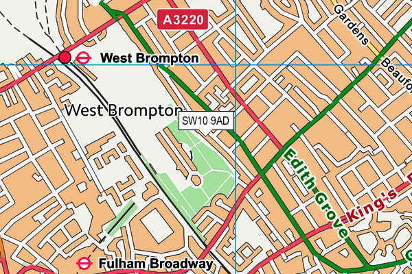 SW10 9AD map - OS VectorMap District (Ordnance Survey)