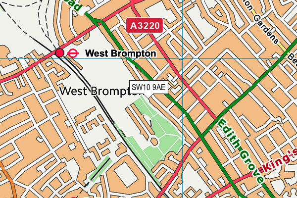 SW10 9AE map - OS VectorMap District (Ordnance Survey)