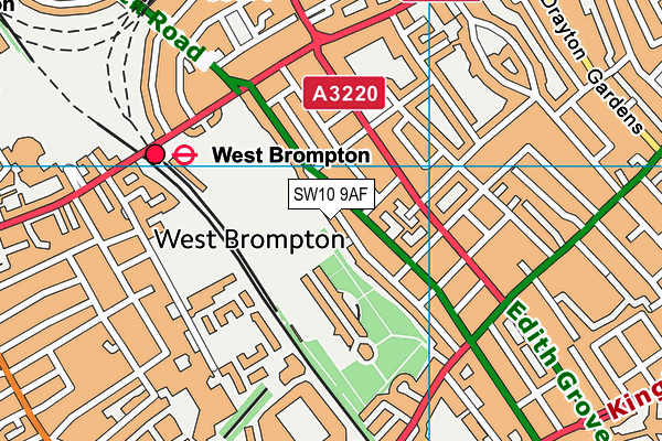 SW10 9AF map - OS VectorMap District (Ordnance Survey)