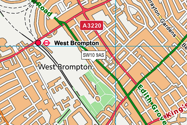 SW10 9AS map - OS VectorMap District (Ordnance Survey)