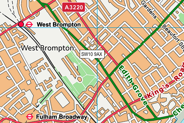 SW10 9AX map - OS VectorMap District (Ordnance Survey)