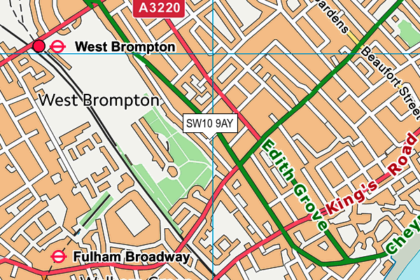 SW10 9AY map - OS VectorMap District (Ordnance Survey)