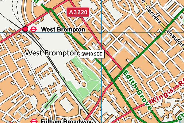 SW10 9DE map - OS VectorMap District (Ordnance Survey)