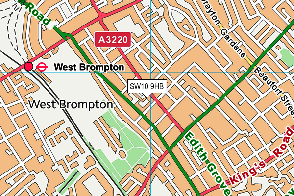 SW10 9HB map - OS VectorMap District (Ordnance Survey)