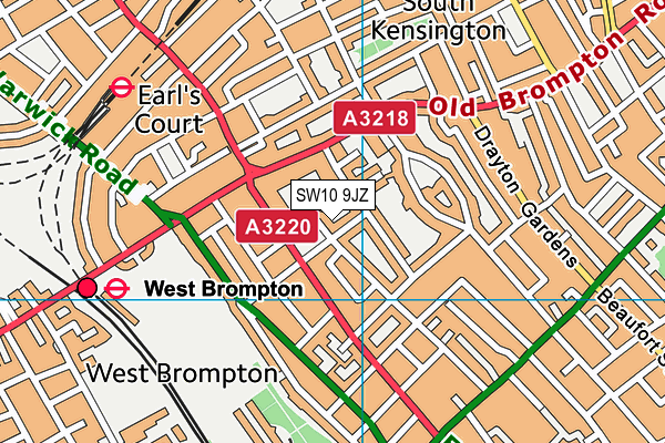 SW10 9JZ map - OS VectorMap District (Ordnance Survey)