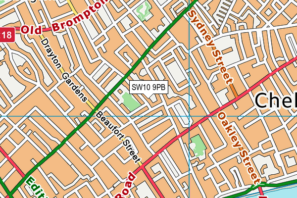 SW10 9PB map - OS VectorMap District (Ordnance Survey)