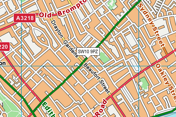 SW10 9PZ map - OS VectorMap District (Ordnance Survey)
