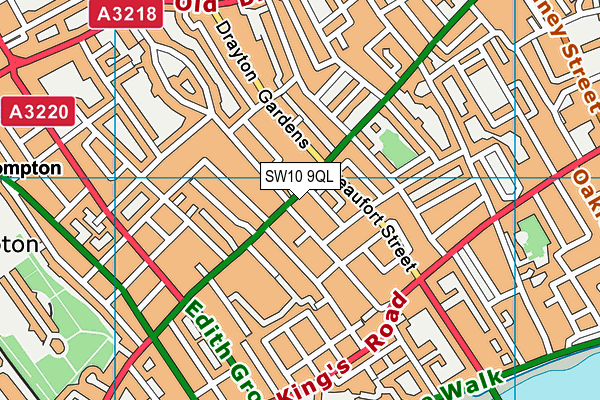 SW10 9QL map - OS VectorMap District (Ordnance Survey)
