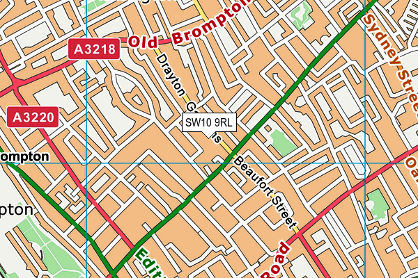 SW10 9RL map - OS VectorMap District (Ordnance Survey)