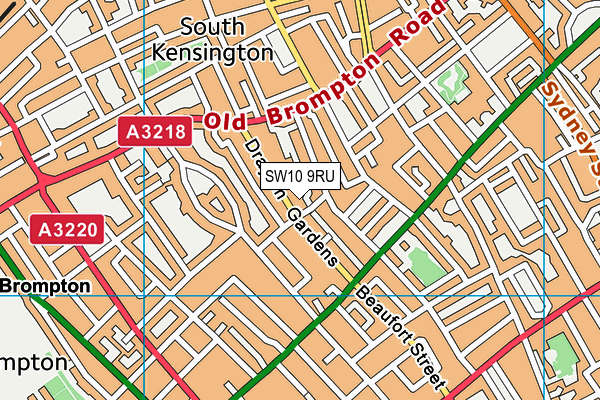 SW10 9RU map - OS VectorMap District (Ordnance Survey)