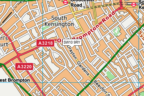 SW10 9RY map - OS VectorMap District (Ordnance Survey)