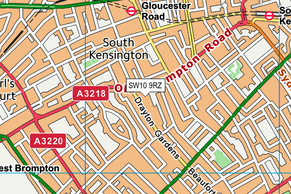 SW10 9RZ map - OS VectorMap District (Ordnance Survey)