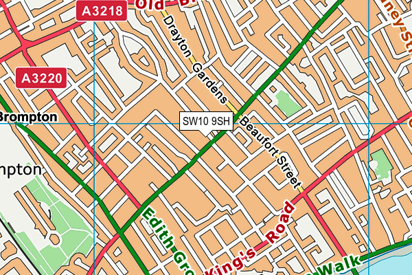SW10 9SH map - OS VectorMap District (Ordnance Survey)