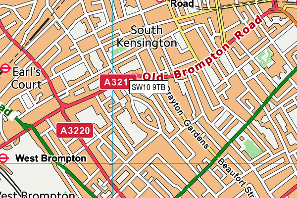 SW10 9TB map - OS VectorMap District (Ordnance Survey)