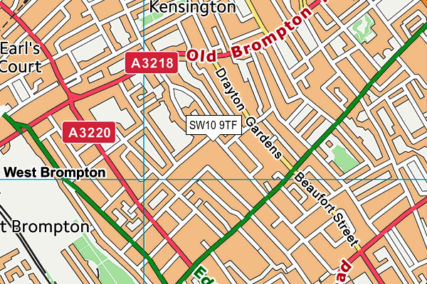 SW10 9TF map - OS VectorMap District (Ordnance Survey)