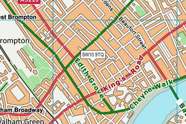 SW10 9TQ map - OS VectorMap District (Ordnance Survey)