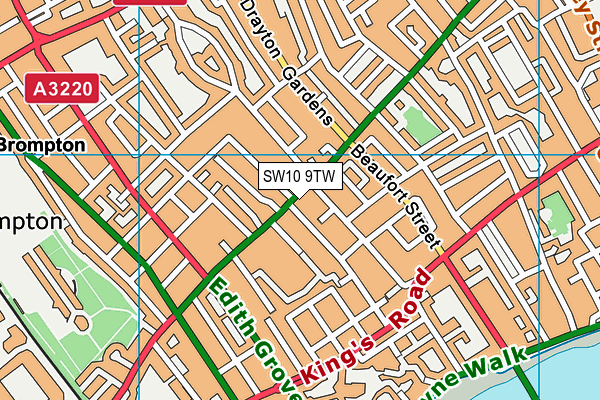 SW10 9TW map - OS VectorMap District (Ordnance Survey)