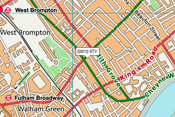 SW10 9TY map - OS VectorMap District (Ordnance Survey)