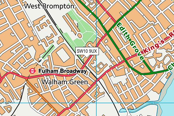 SW10 9UX map - OS VectorMap District (Ordnance Survey)