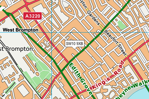 SW10 9XB map - OS VectorMap District (Ordnance Survey)