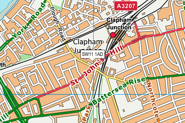 SW11 1AD map - OS VectorMap District (Ordnance Survey)