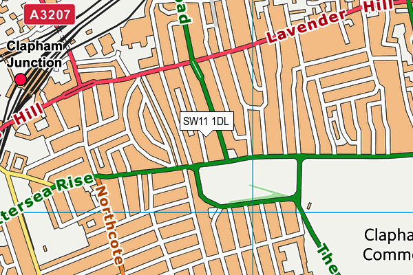 SW11 1DL map - OS VectorMap District (Ordnance Survey)