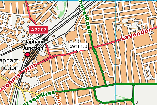 SW11 1JD map - OS VectorMap District (Ordnance Survey)