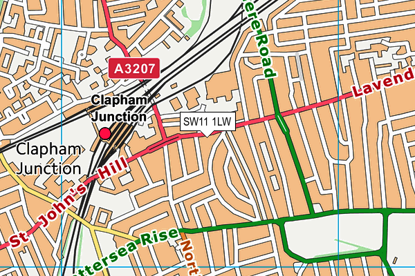 SW11 1LW map - OS VectorMap District (Ordnance Survey)