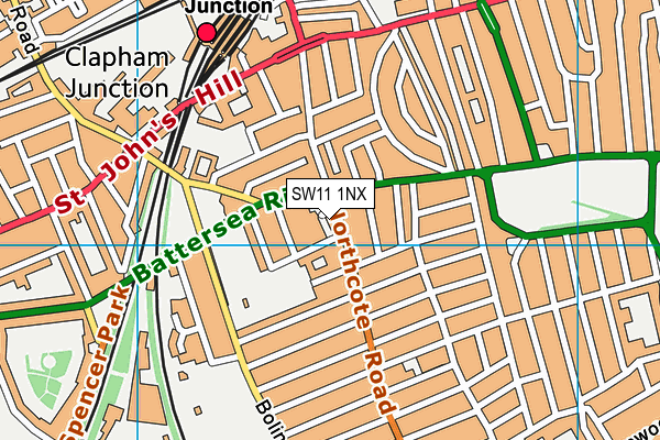 SW11 1NX map - OS VectorMap District (Ordnance Survey)