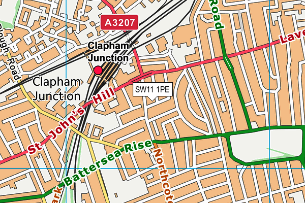 SW11 1PE map - OS VectorMap District (Ordnance Survey)