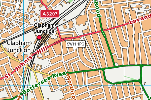 SW11 1PG map - OS VectorMap District (Ordnance Survey)