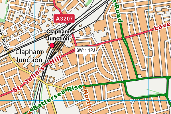 SW11 1PJ map - OS VectorMap District (Ordnance Survey)